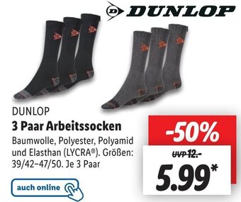 Lidl DUNLOP 3 Paar Arbeitssocken Angebot