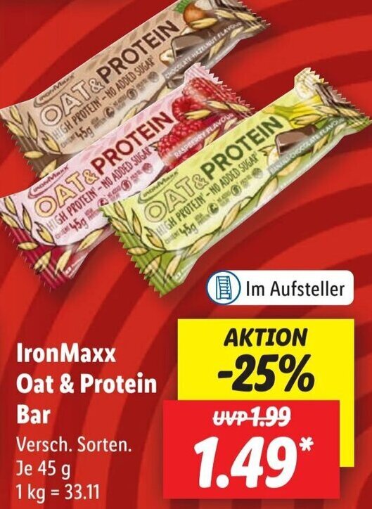 IronMaxx Oat & Protein Bar 45 g Angebot bei Lidl