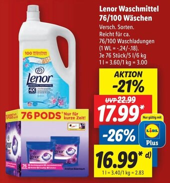 Lidl Lenor Waschmittel 76/100 Wäschen Angebot