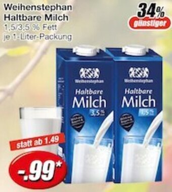 Edeka Stenger Weihenstephan Haltbare Milch 1-Liter-Packung Angebot