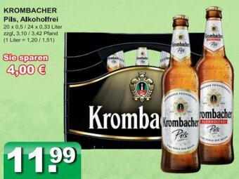 Getränkeparadies Gefromm KROMBACHER Pils, Alkoholfrei 20 x 0,5/24 x 0,33 Liter Angebot