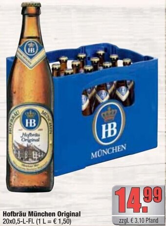 alldrink Hofbräu München Original 20x0,5-L-FI. Angebot