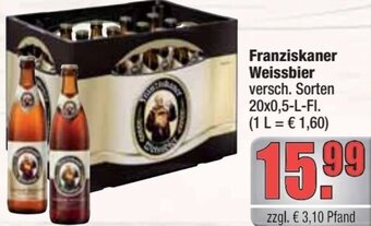 alldrink Franziskaner Weissbier 20x0,5-L-FI. Angebot