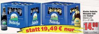 alldrink Kloster Andechs Weissbier Hell oder Dunkel 20x0,5-L-FI. Angebot