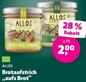 Aleco Biomarkt ALLOS Brotaufstrich ,,aufs Brot" 140 g Angebot