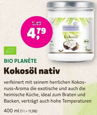 Aleco Biomarkt BIO PLANÈTE Kokosöl nativ 400 ml Angebot