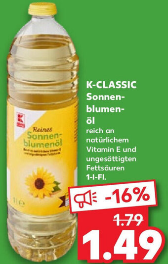 Kaufland K-CLASSIC Sonnenblumenöl 1 L-Fl. Angebot