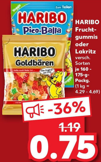 Kaufland HARIBO Fruchtgummis oder Lakritz 160-175 g Packg. Angebot