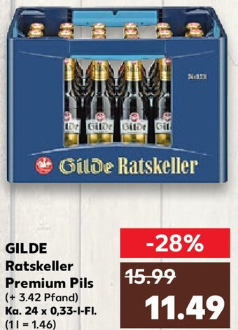 Kaufland GILDE Ratskeller Premium Pils Ka. 24x0,33 L-Fl. Angebot