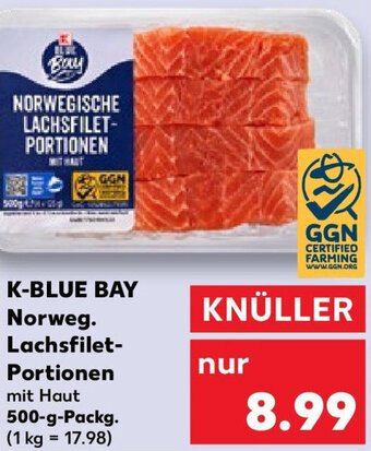 Kaufland K-BLUE BAY Norweg. Lachsfilet-Portionen 500-g-Packg. Angebot