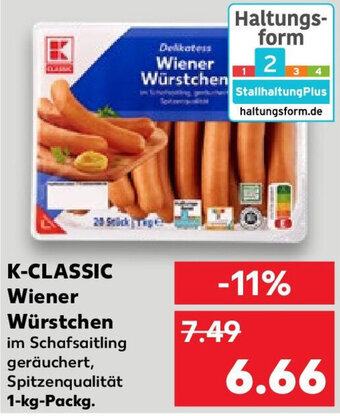 Kaufland K-CLASSIC Wiener Würstchen 1-kg-Packg. Angebot