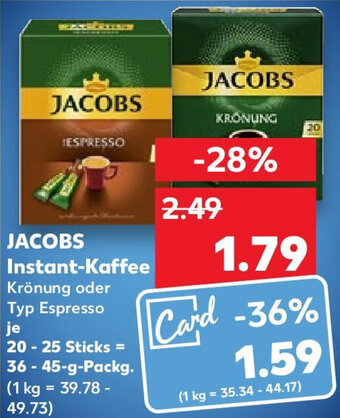 Kaufland JACOBS Instant-Kaffee 36-45 g Packg. Angebot