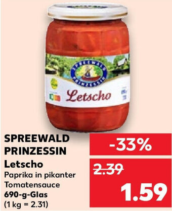 Kaufland SPREEWALD PRINZESSIN Letscho 690 g Glas Angebot