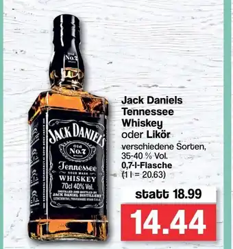 Famila Nord West Jack Daniel's Tennessee Whiskey oder Likör 0,7L Angebot