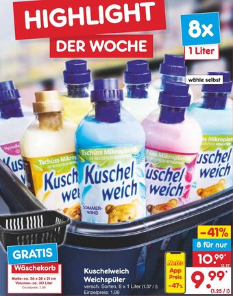 Netto Marken-Discount Kuschelweich Weichspüler 8x1 Liter Angebot