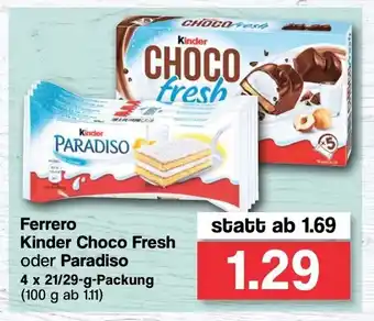 Famila Nord West Ferrero Kinder Choco Fresh  oder Paradiso 4x21/29g Angebot