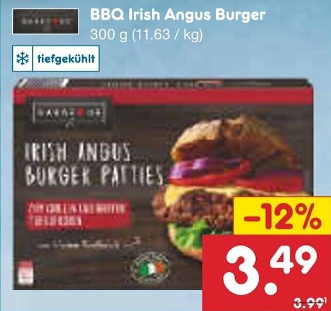BBQ Irish Angus Burger 300 g Angebot bei Netto MarkenDiscount