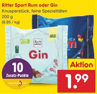 Netto Marken-Discount Ritter Sport Rum oder Gin 200 g Angebot