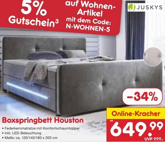 Netto Marken-Discount JUSKYS Boxspringbett Houston Angebot