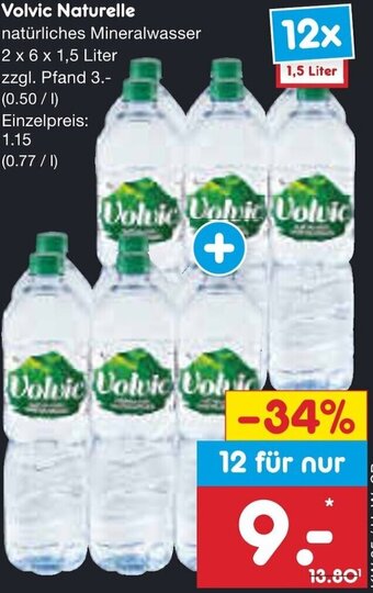 Netto Marken-Discount Volvic Naturelle 2 x 6 x 1,5 Liter Angebot