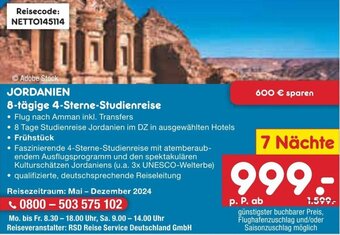 Netto Marken-Discount JORDANIEN 8-tägige 4-Sterne-Studienreise Angebot