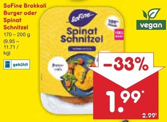 Netto Marken-Discount SoFine Brokkoli Burger oder Spinat Schnitzel 170-200 g Angebot