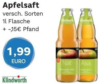 Edeka Niemerszein Klindworth Apfelsaft 1l Flasche Angebot