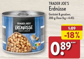 Aldi Nord TRADER JOE'S Erdnüsse 200 g Dose Angebot