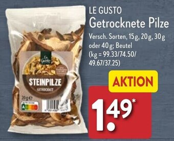 Aldi Nord LE GUSTO Getrocknete Pilze Angebot