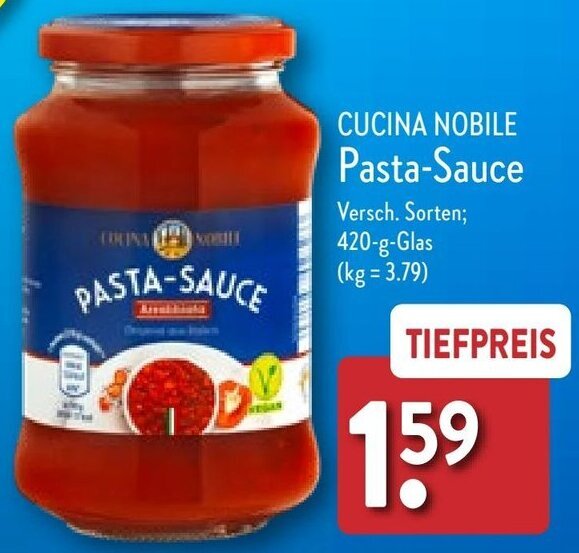 CUCINA NOBILE PastaSauce 420 g Glas Angebot bei Aldi Nord