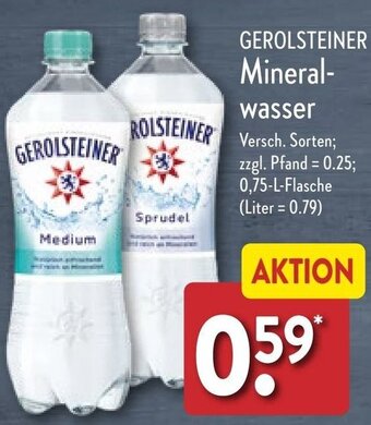 Aldi Nord GEROLSTEINER Mineralwasser 0,75 L Flasche Angebot