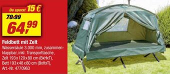 toom Baumarkt Feldbett mit Zelt Angebot