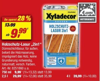 toom Baumarkt Xyladecor Holzschutz-Lasur ,,2in1" Angebot