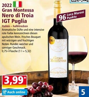 Norma 2022 Gran Montessa Nero di Troia IGT Puglia 0,75 L Flasche Angebot