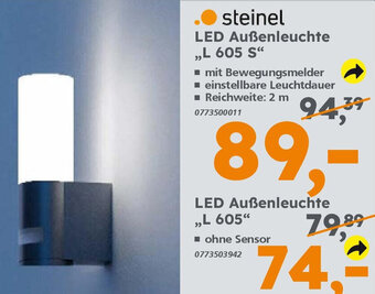 Globus Baumarkt .● steinel LED Außenleuchte ,,L 605 S" Angebot