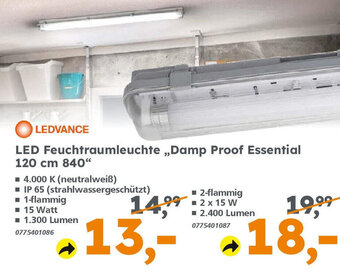 Globus Baumarkt LEDVANCE LED Feuchtraumleuchte ,,Damp Proof Essential 120 cm 840 Angebot