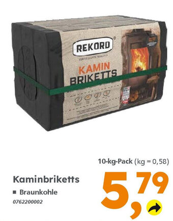 Globus Baumarkt Rekord Kaminbriketts ■ Braunkohle 10-kg-Pack Angebot