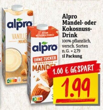 NP Discount Alpro Mandel- oder Kokosnuss-Drink 1L Angebot