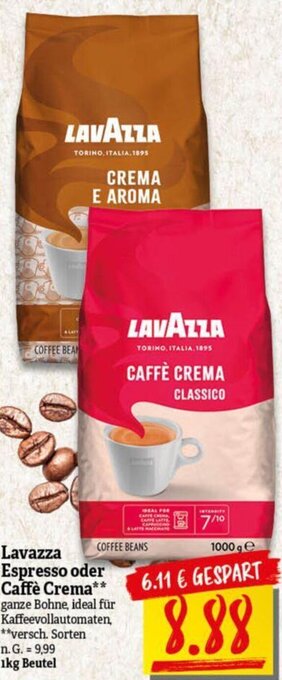 NP Discount Lavazza Espresso oder Caffè Crema** ganze Bohne, 1kg Angebot