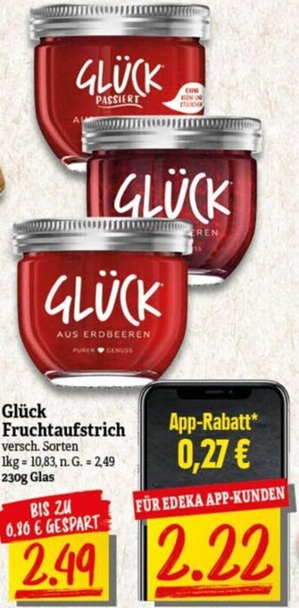 NP Discount GLÜCK Fruchtaufstrich 230g Glas Angebot