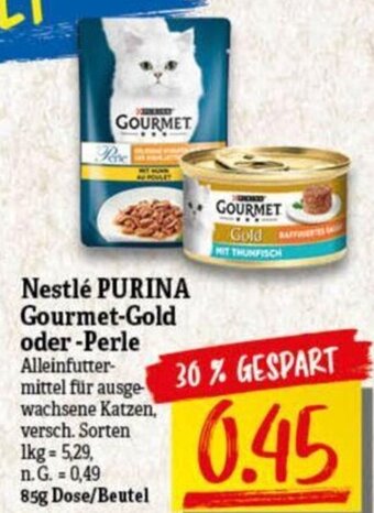 NP Discount PURINA Gourmet-Gold oder -Perle Alleinfutter-mittel 85g Dose/Beutel Angebot