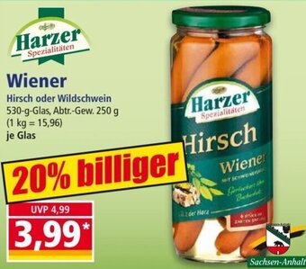 Norma Harzer Spezialitäten Wiener 530 g Glas Angebot