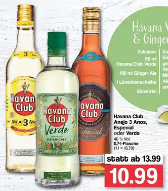 Famila Nord West Havana Club Anejo 3 Anos, Especial oder Verde 0,7L Angebot