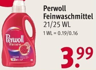 Rossmann Perwoll Feinwaschmittel 21/25 WL Angebot