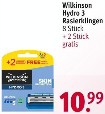 Rossmann Wilkinson Hydro 3 Rasierklingen 8 Stück + 2 Stück gratis Angebot