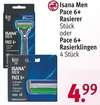 Rossmann Isana Men Pace 6+ Rasierer oder Pace 6+ Rasierklingen 4 Stück Angebot