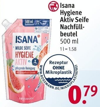 Rossmann Isana Hygiene Aktiv Seife Nachfüllbeutel 500 ml Angebot