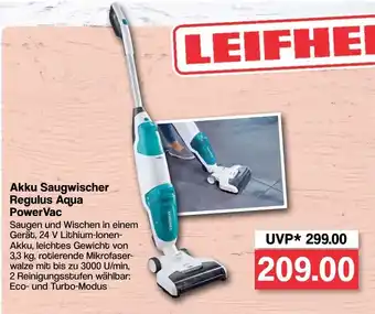 Famila Nord West Leifheit Akku Saugwischer ,,Regulus Aqua PowerVac" Angebot