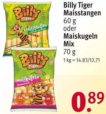 Rossmann Billy Tiger Maisstangen 60 g oder Maiskugeln Mix 70 g Angebot