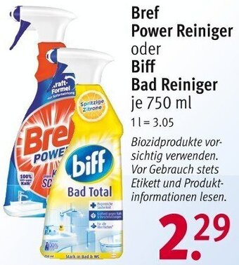 Rossmann Bref Power Reiniger oder Biff Bad Reiniger 750 ml Angebot